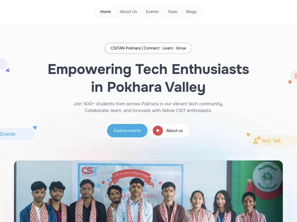 CSITAN Pokhara Website - screenshot of a web app built by Sushanta Neupane